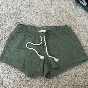 Olive Green Women's Drawstring Cotton Shorts
